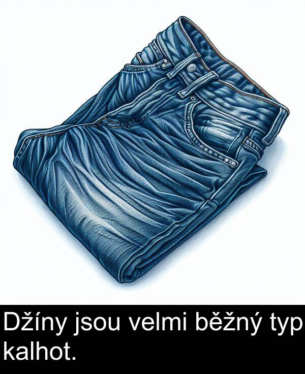 kalhot: Džíny jsou velmi běžný typ kalhot.