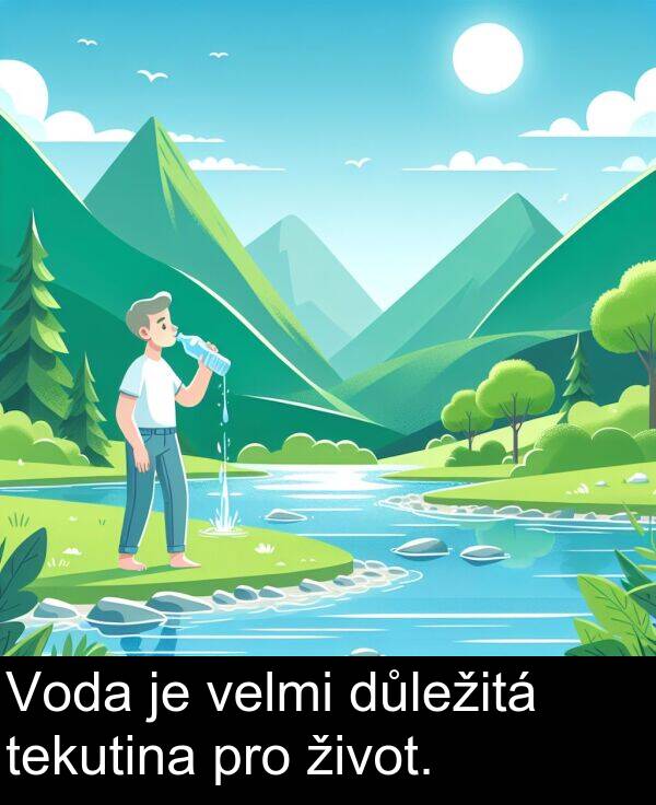 život: Voda je velmi důležitá tekutina pro život.