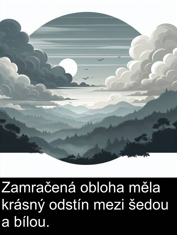 šedou: Zamračená obloha měla krásný odstín mezi šedou a bílou.