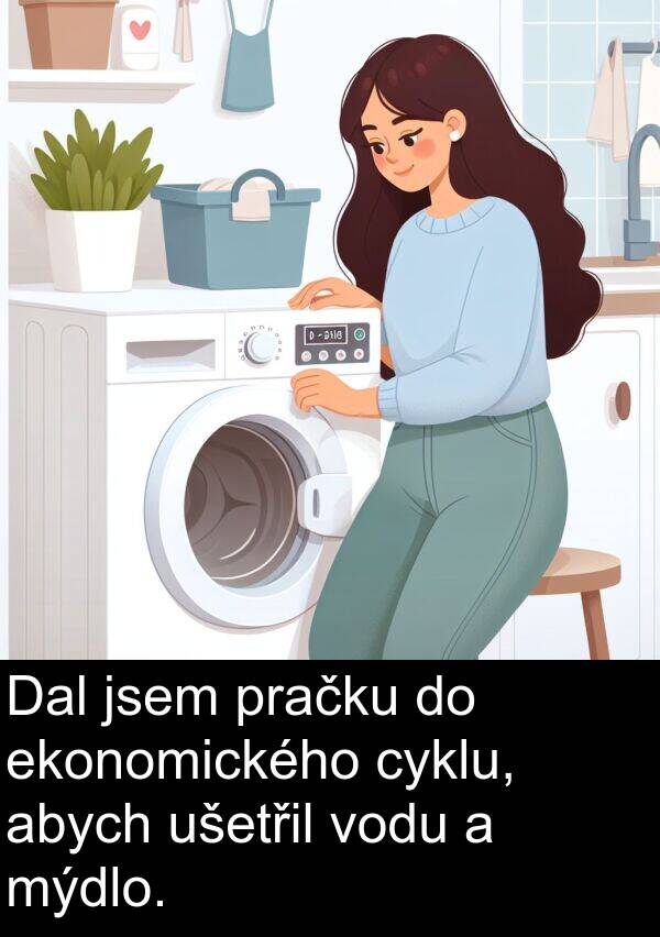 abych: Dal jsem pračku do ekonomického cyklu, abych ušetřil vodu a mýdlo.