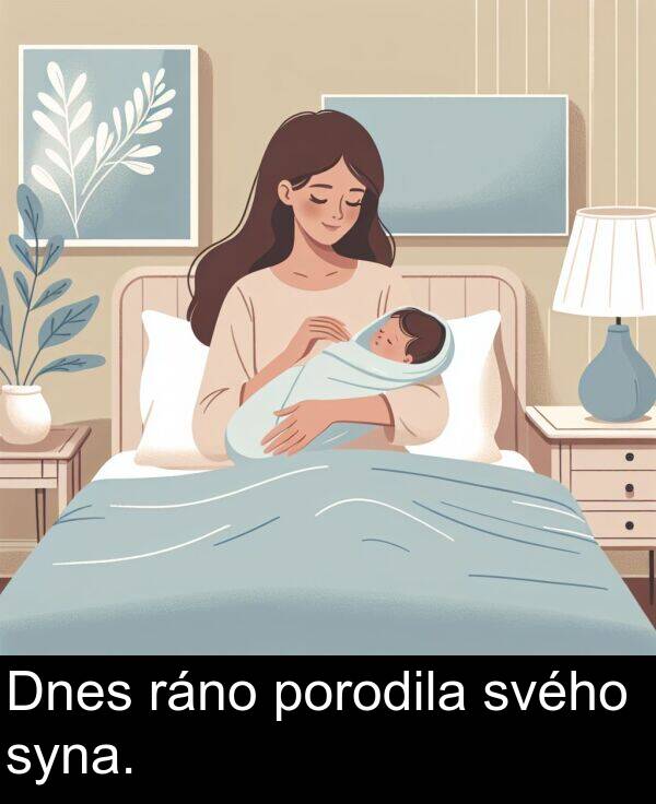 ráno: Dnes ráno porodila svého syna.
