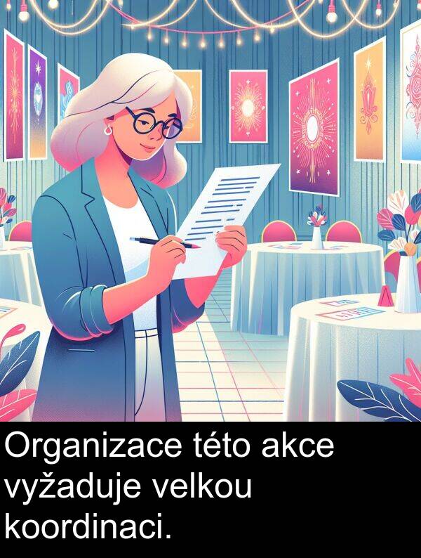 akce: Organizace této akce vyžaduje velkou koordinaci.