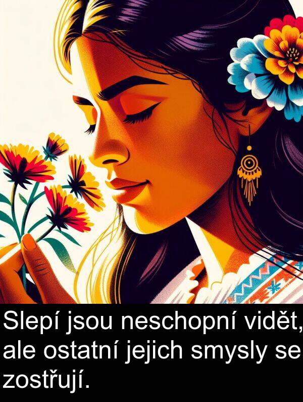 ale: Slepí jsou neschopní vidět, ale ostatní jejich smysly se zostřují.