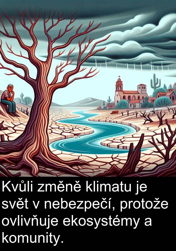 ekosystémy: Kvůli změně klimatu je svět v nebezpečí, protože ovlivňuje ekosystémy a komunity.