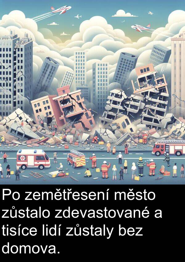 zemětřesení: Po zemětřesení město zůstalo zdevastované a tisíce lidí zůstaly bez domova.