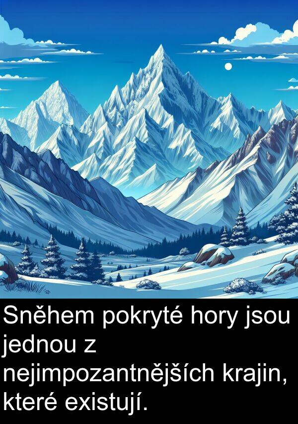 existují: Sněhem pokryté hory jsou jednou z nejimpozantnějších krajin, které existují.