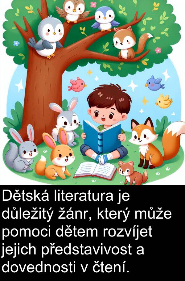 žánr: Dětská literatura je důležitý žánr, který může pomoci dětem rozvíjet jejich představivost a dovednosti v čtení.