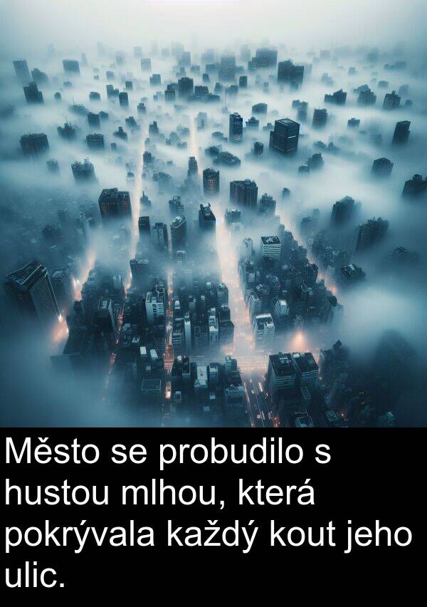probudilo: Město se probudilo s hustou mlhou, která pokrývala každý kout jeho ulic.