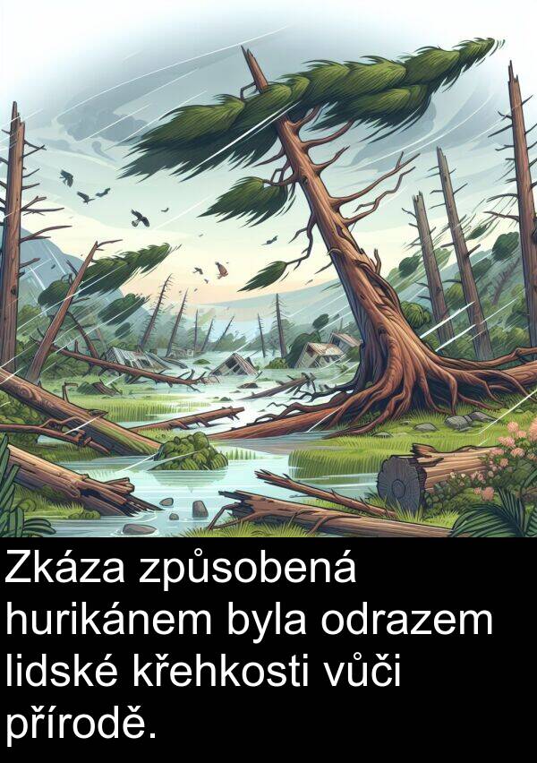 přírodě: Zkáza způsobená hurikánem byla odrazem lidské křehkosti vůči přírodě.