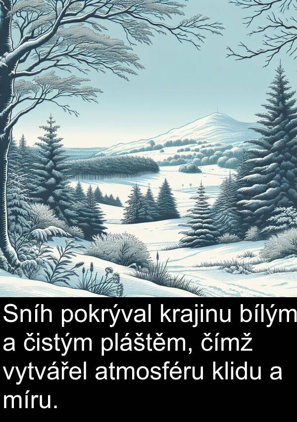 atmosféru: Sníh pokrýval krajinu bílým a čistým pláštěm, čímž vytvářel atmosféru klidu a míru.