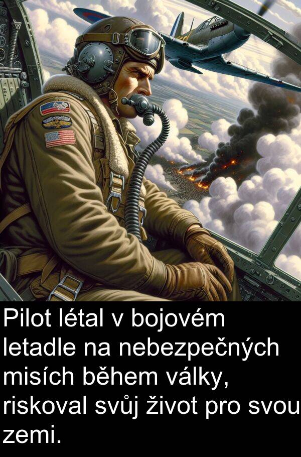 války: Pilot létal v bojovém letadle na nebezpečných misích během války, riskoval svůj život pro svou zemi.