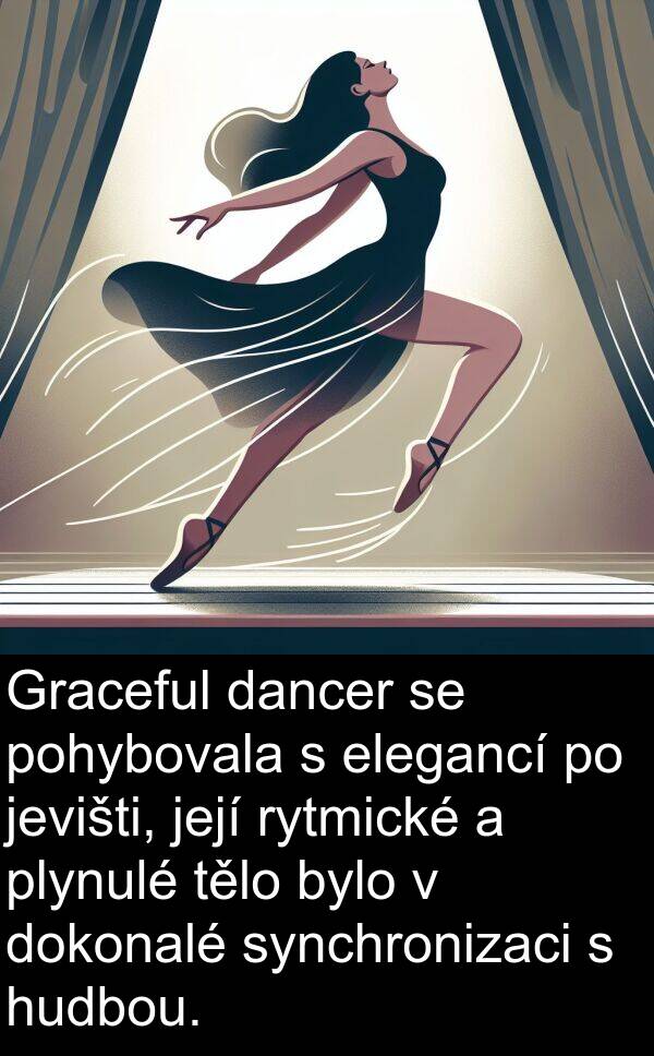 dancer: Graceful dancer se pohybovala s elegancí po jevišti, její rytmické a plynulé tělo bylo v dokonalé synchronizaci s hudbou.
