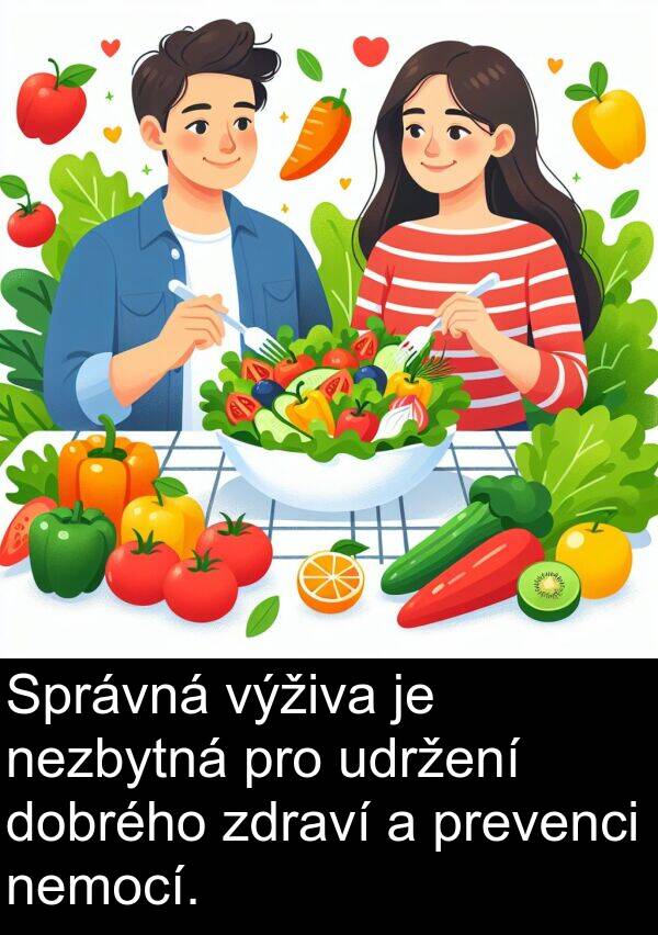udržení: Správná výživa je nezbytná pro udržení dobrého zdraví a prevenci nemocí.