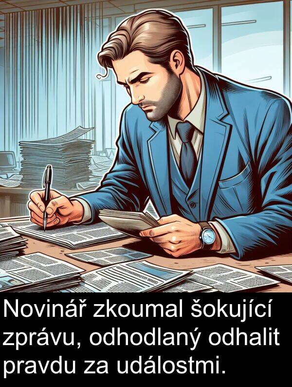 šokující: Novinář zkoumal šokující zprávu, odhodlaný odhalit pravdu za událostmi.