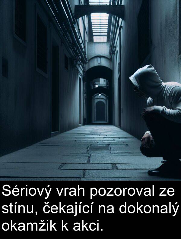 akci: Sériový vrah pozoroval ze stínu, čekající na dokonalý okamžik k akci.