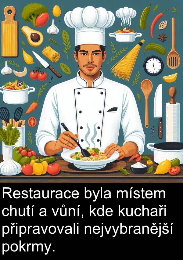 chutí: Restaurace byla místem chutí a vůní, kde kuchaři připravovali nejvybranější pokrmy.
