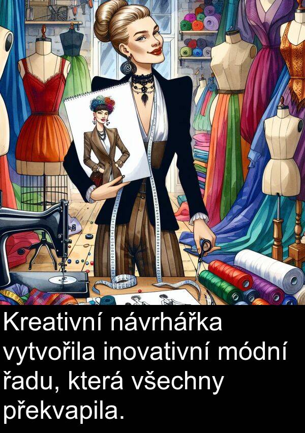řadu: Kreativní návrhářka vytvořila inovativní módní řadu, která všechny překvapila.