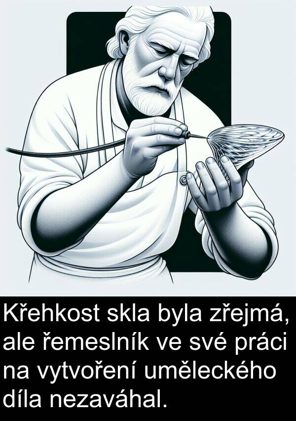 řemeslník: Křehkost skla byla zřejmá, ale řemeslník ve své práci na vytvoření uměleckého díla nezaváhal.