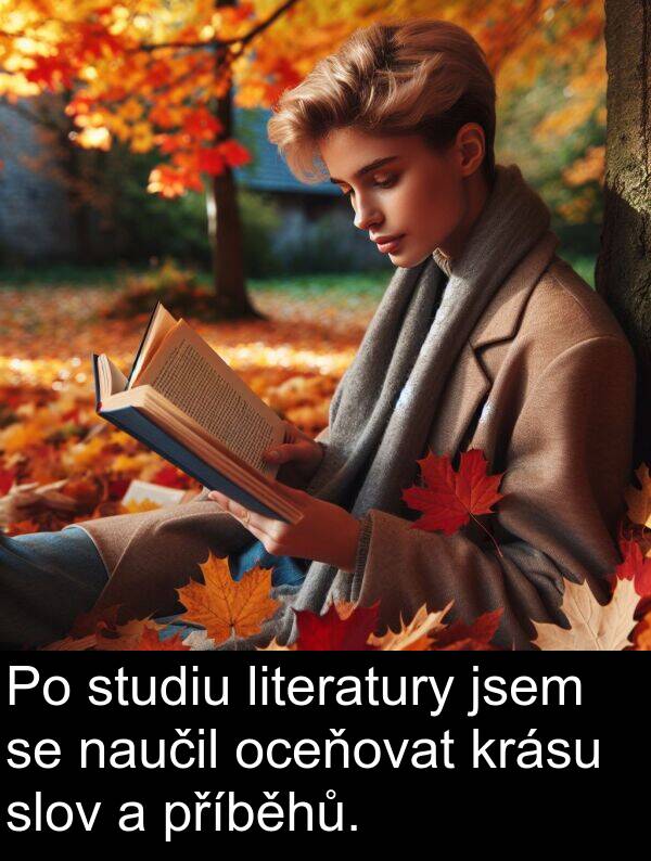 studiu: Po studiu literatury jsem se naučil oceňovat krásu slov a příběhů.