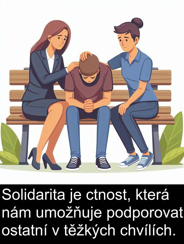 chvílích: Solidarita je ctnost, která nám umožňuje podporovat ostatní v těžkých chvílích.