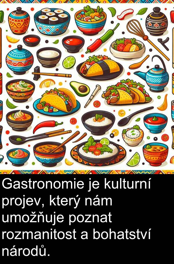 bohatství: Gastronomie je kulturní projev, který nám umožňuje poznat rozmanitost a bohatství národů.
