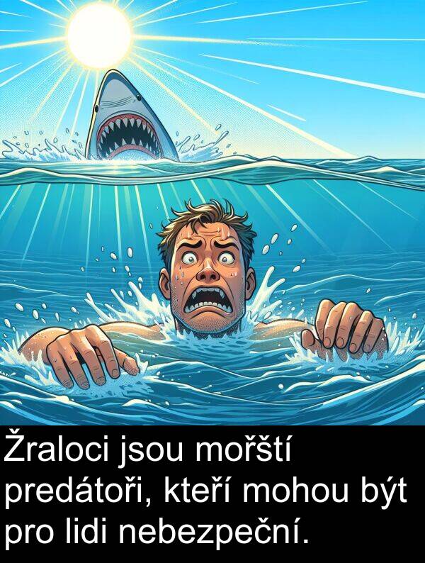 nebezpeční: Žraloci jsou mořští predátoři, kteří mohou být pro lidi nebezpeční.
