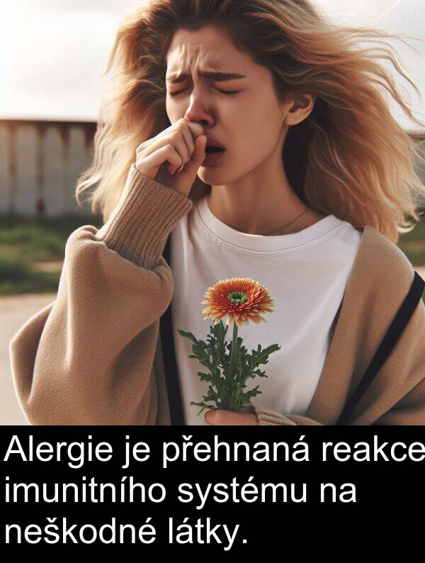 reakce: Alergie je přehnaná reakce imunitního systému na neškodné látky.
