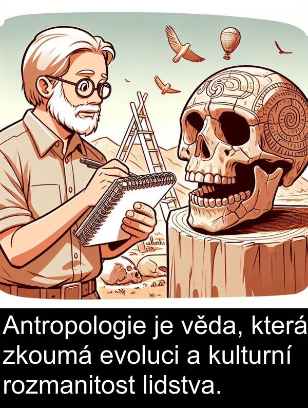 věda: Antropologie je věda, která zkoumá evoluci a kulturní rozmanitost lidstva.