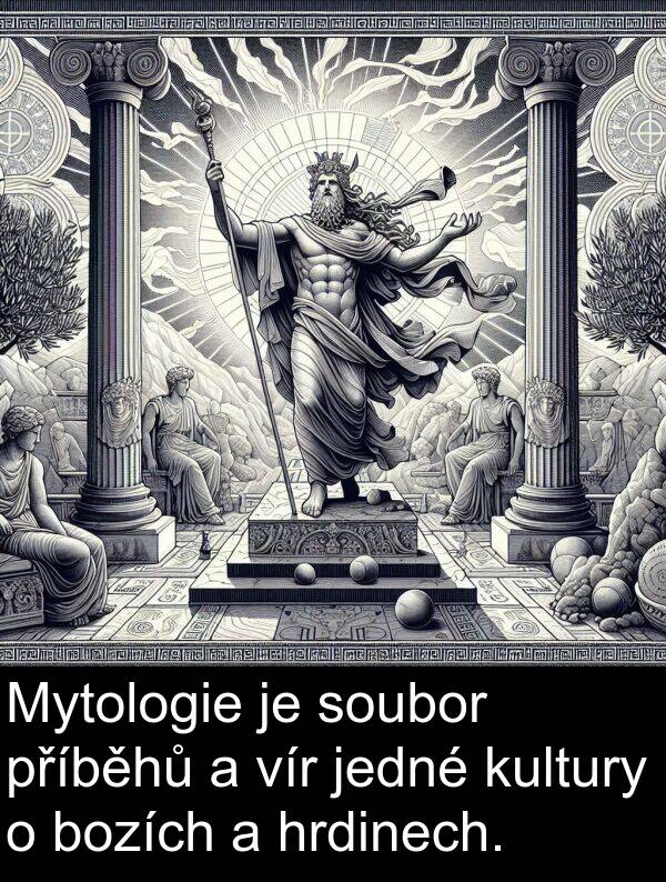 bozích: Mytologie je soubor příběhů a vír jedné kultury o bozích a hrdinech.