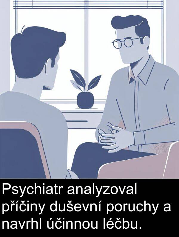 účinnou: Psychiatr analyzoval příčiny duševní poruchy a navrhl účinnou léčbu.
