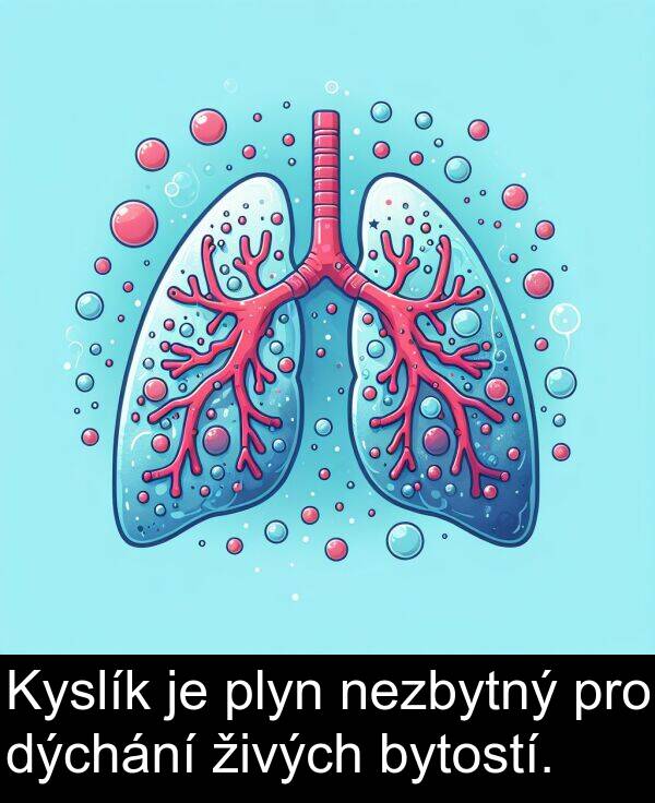 živých: Kyslík je plyn nezbytný pro dýchání živých bytostí.