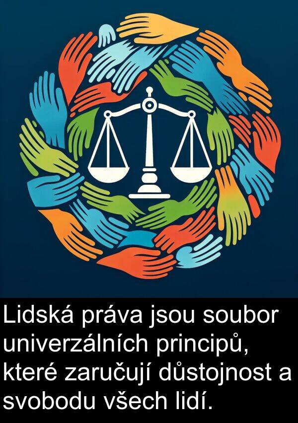 soubor: Lidská práva jsou soubor univerzálních principů, které zaručují důstojnost a svobodu všech lidí.