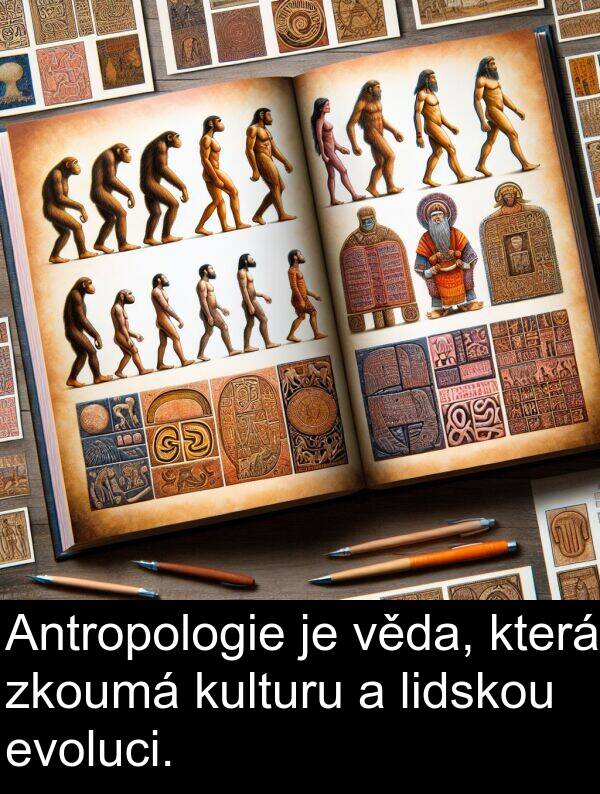 věda: Antropologie je věda, která zkoumá kulturu a lidskou evoluci.
