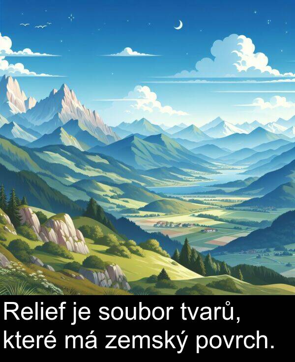 zemský: Relief je soubor tvarů, které má zemský povrch.