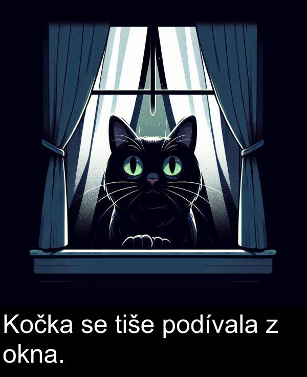 okna: Kočka se tiše podívala z okna.