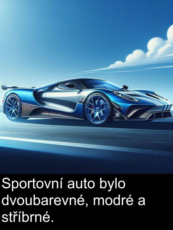 auto: Sportovní auto bylo dvoubarevné, modré a stříbrné.
