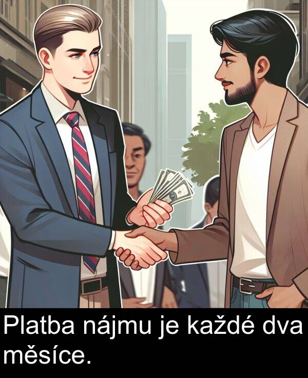dva: Platba nájmu je každé dva měsíce.