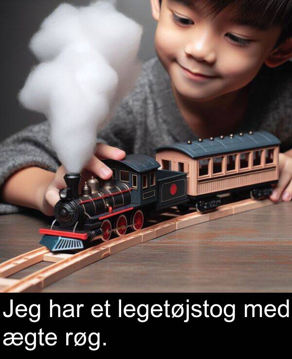 har: Jeg har et legetøjstog med ægte røg.
