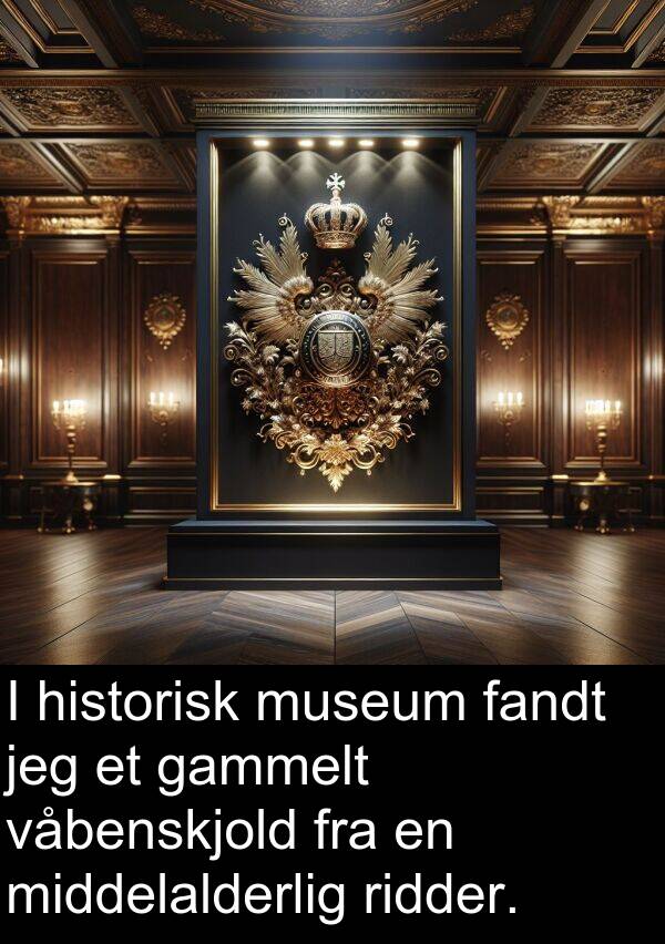 museum: I historisk museum fandt jeg et gammelt våbenskjold fra en middelalderlig ridder.