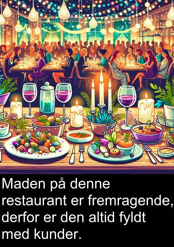 kunder: Maden på denne restaurant er fremragende, derfor er den altid fyldt med kunder.