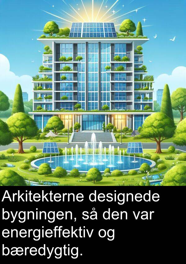 bygningen: Arkitekterne designede bygningen, så den var energieffektiv og bæredygtig.