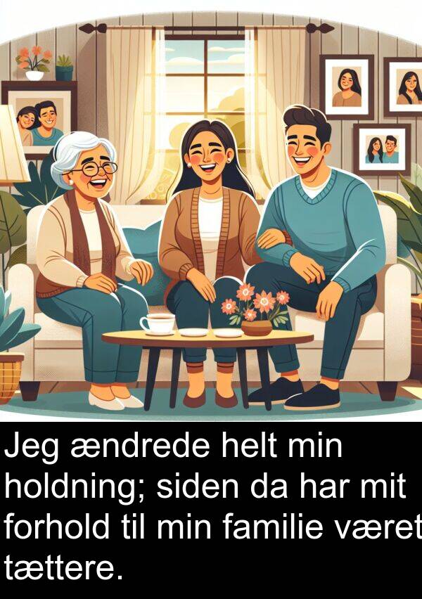 været: Jeg ændrede helt min holdning; siden da har mit forhold til min familie været tættere.