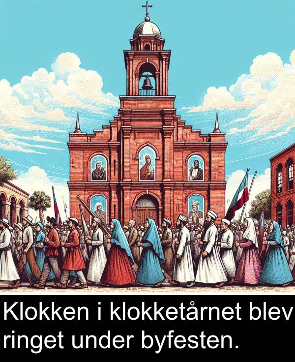 under: Klokken i klokketårnet blev ringet under byfesten.