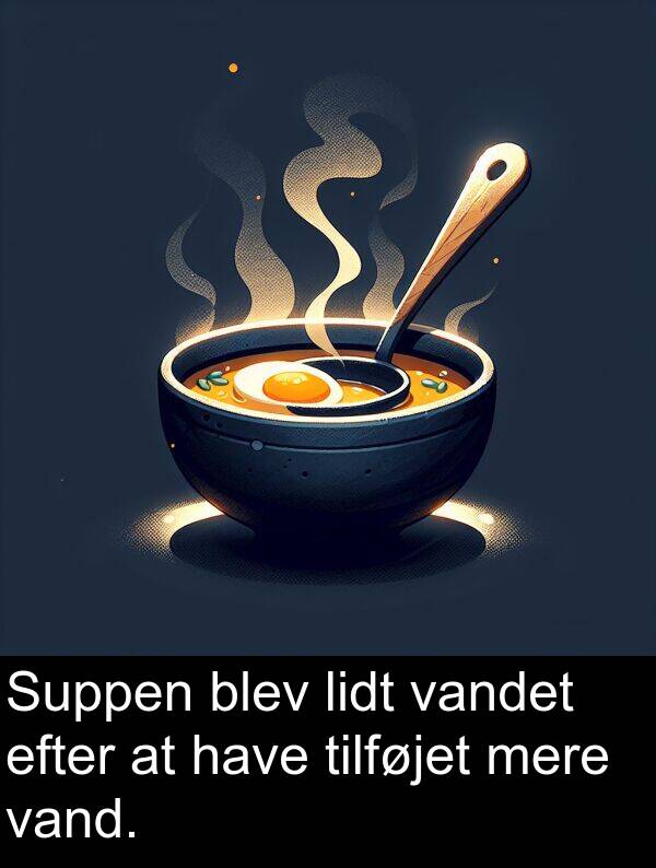 efter: Suppen blev lidt vandet efter at have tilføjet mere vand.