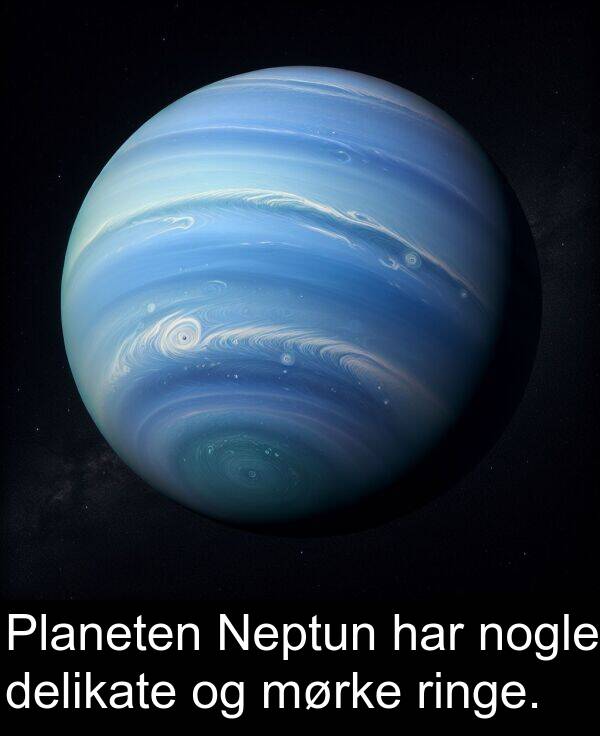 mørke: Planeten Neptun har nogle delikate og mørke ringe.