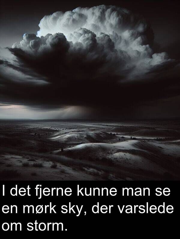 kunne: I det fjerne kunne man se en mørk sky, der varslede om storm.