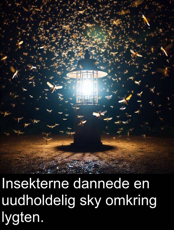 dannede: Insekterne dannede en uudholdelig sky omkring lygten.