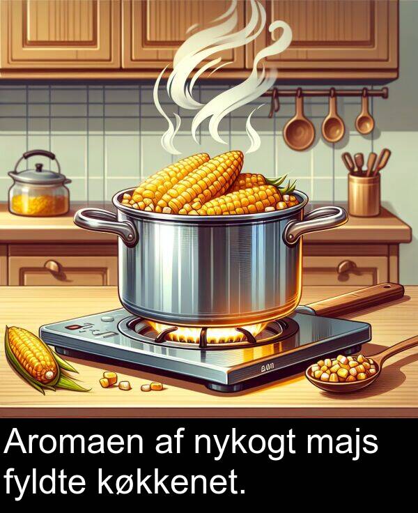 køkkenet: Aromaen af nykogt majs fyldte køkkenet.