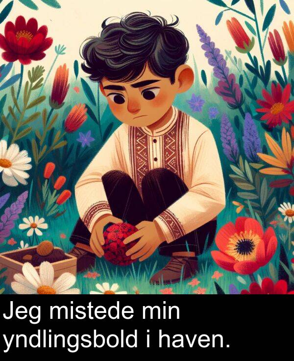 min: Jeg mistede min yndlingsbold i haven.