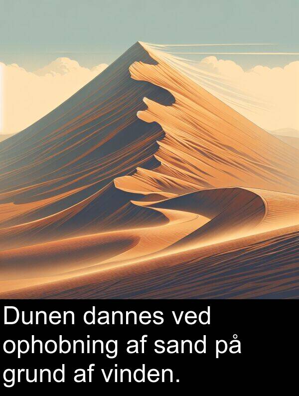 vinden: Dunen dannes ved ophobning af sand på grund af vinden.
